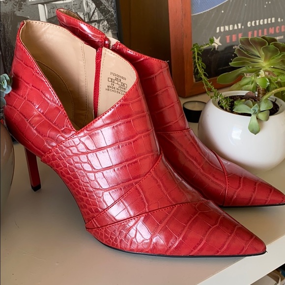 zara heels animal print ankle boots